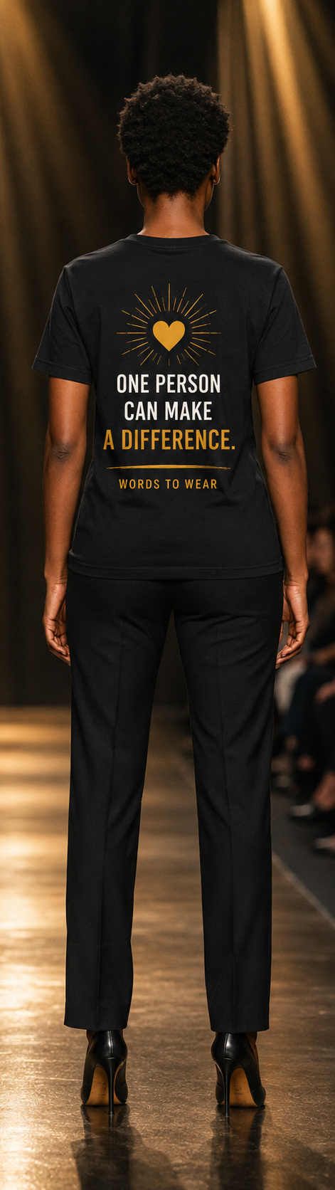 Model wearing the back of the Be the Hope T-shirt
