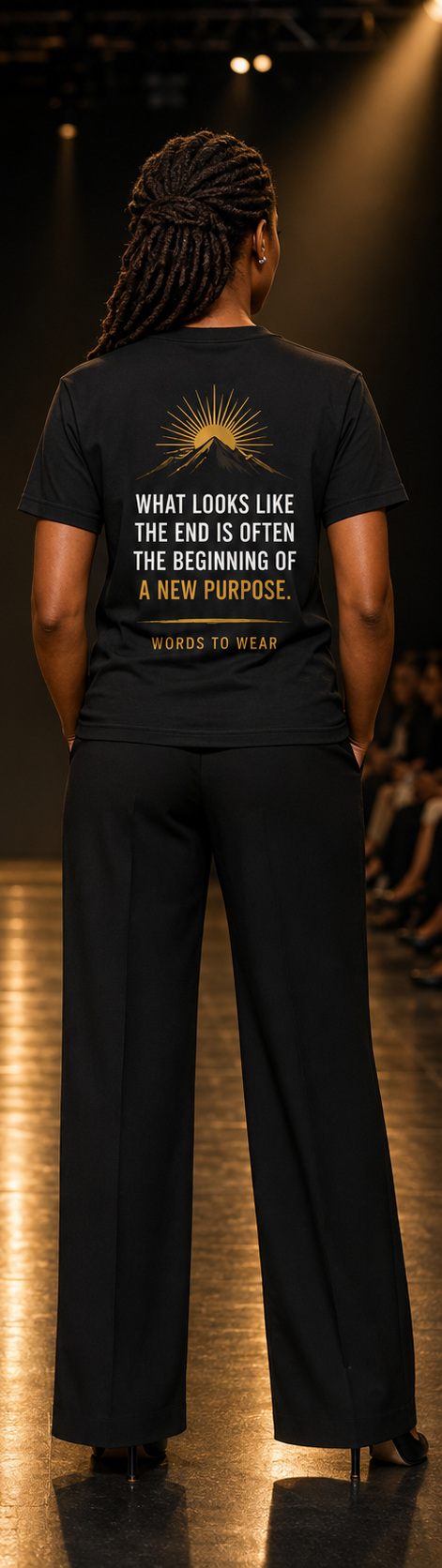 Model wearing the back of the Mission Possible: Hope Restored T-shirt